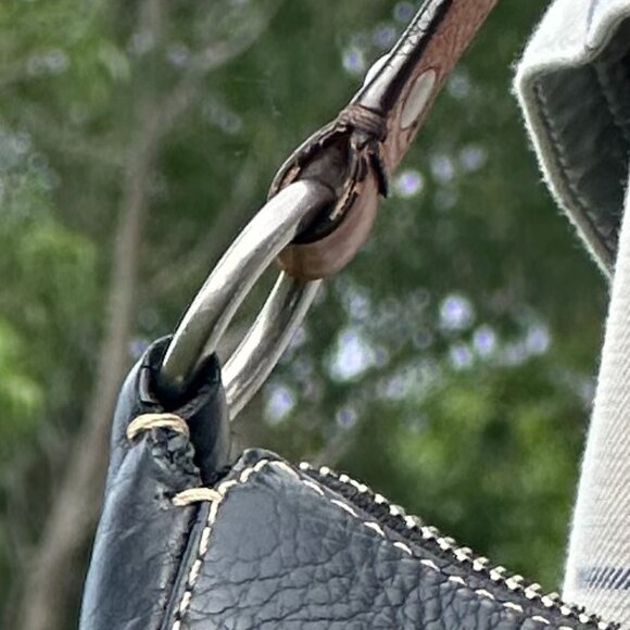 COACH Chelsea Hobo Shoulder Bag Soft Black Leather Brown Trim Silver 10890 - Picture 8 of 16